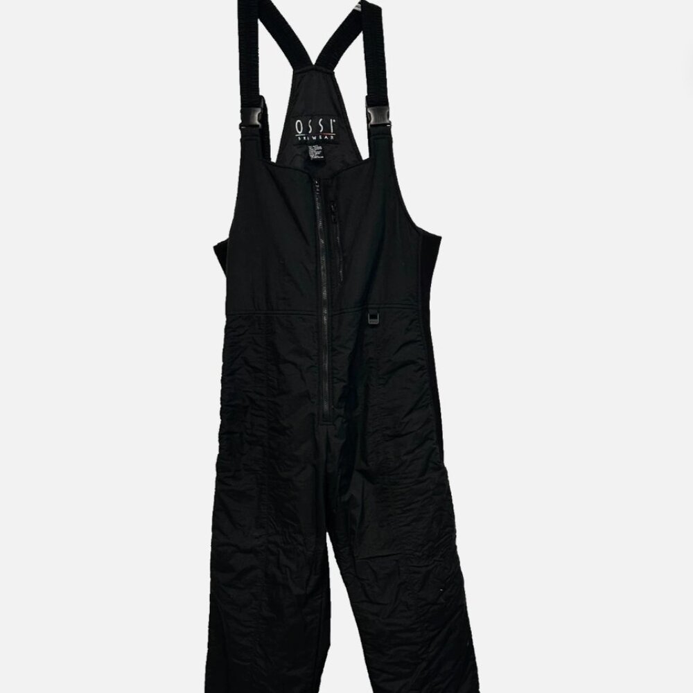 Vintage 90's OSSI Skiwear Snowboard Ski Suit Black Bib Overalls Men's Size Large
